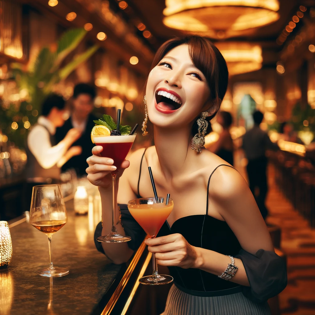 リゾートホテルで酒を飲みまくる酒豪の日本人女性